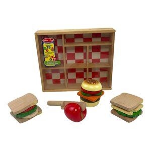 Melissa & Doug Kids Toys Wooden Sandwich Making Set Pretend Play Food